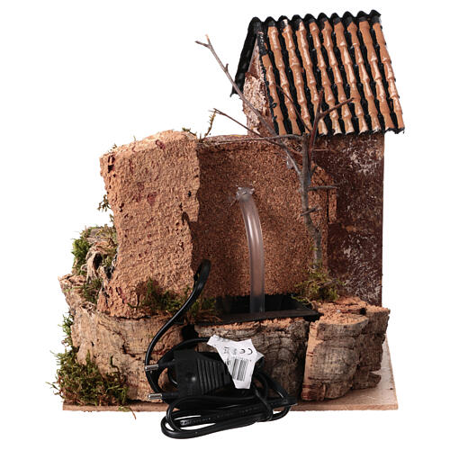Water mill with cottage, electric powered 25x20x25 cm for 7 cm nativity 5