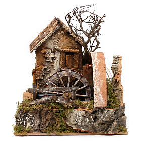 Moinhos para Presépio: Moinho de água funcionante com casa rural 25x20x25 cm para presépio com figuras altura média 7 cm