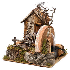 Moinhos para Presépio: Moinho de água funcionante com casa rural 25x20x25 cm para presépio com figuras altura média 7 cm