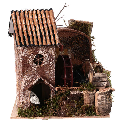 Water mill with cottage, electric powered 25x20x25 cm for 7 cm nativity 4