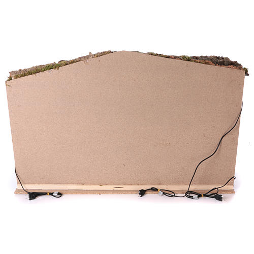 Cabane toit liège lumière effet flamme 75x115x70 cm pour crèche de 45 cm 4