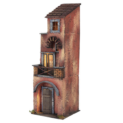 Maison deux étages en bois crèche napolitaine 55x20x20 cm 2