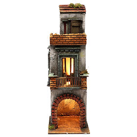 Caseggiato in legno tre piani presepe napoletano 50x15x20 cm