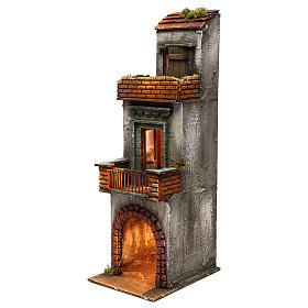 Caseggiato in legno tre piani presepe napoletano 50x15x20 cm