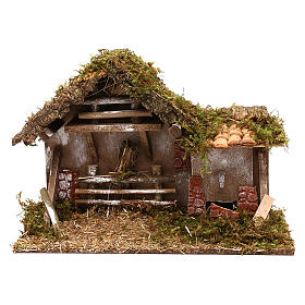 Stable with fountain and hay, 10 cm nativity