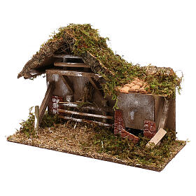 Stable with fountain and hay, 10 cm nativity