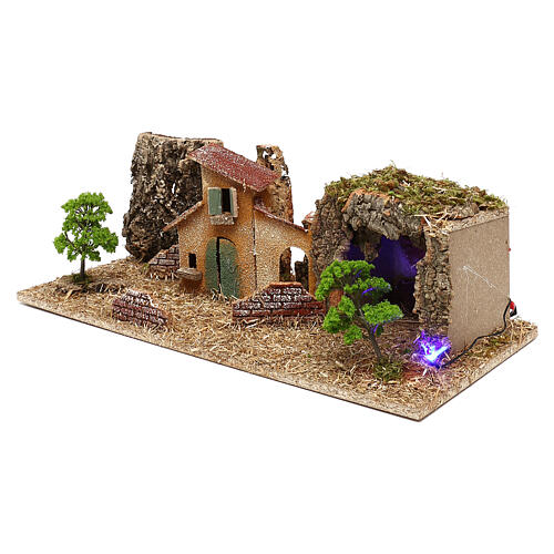 Grotto with houses, 7 cm nativity 2