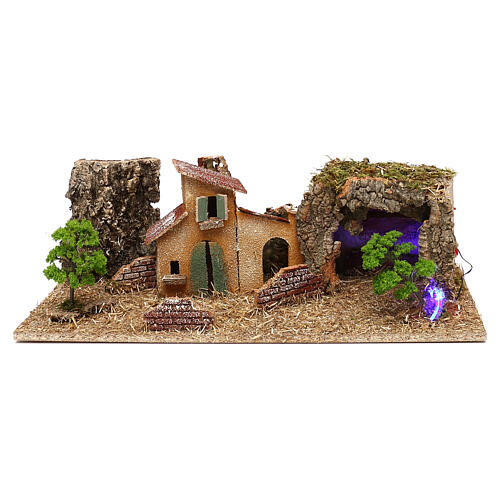 Grotto with houses, 7 cm nativity 1