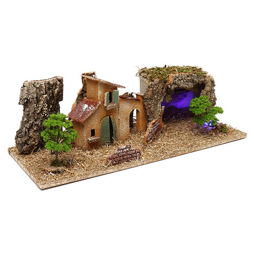 Grotto with houses, 7 cm nativity 3
