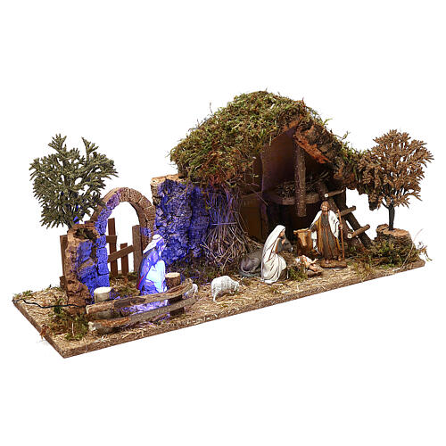 Stable with arch nighttime and 10 cm Nativity scene Moranduzzo 4
