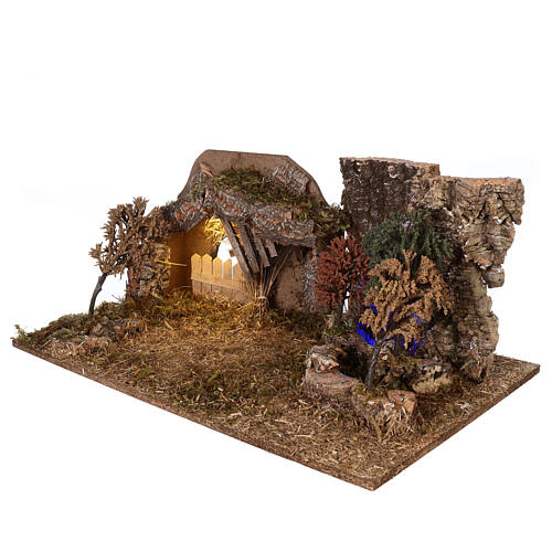 Stable with trees, 10 cm nativity 3