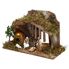 Cabana com forno e Natividade para presépio Moranduzzo com figuras de 10 cm de altura média