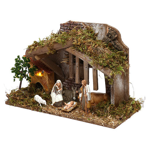 Cabana com forno e Natividade para presépio Moranduzzo com figuras de 10 cm de altura média 2