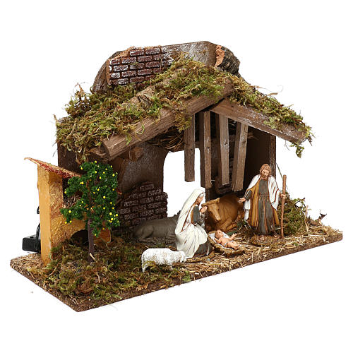 Cabana com forno e Natividade para presépio Moranduzzo com figuras de 10 cm de altura média 3