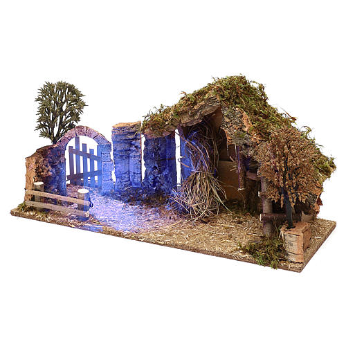 Cabana com arco efeito nocturno para presépio com figuras de 10 cm de altura média 2