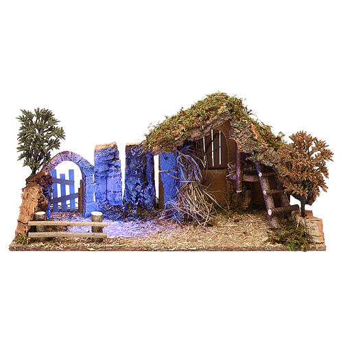 Stable with arch night time effect, 10 cm nativity 1