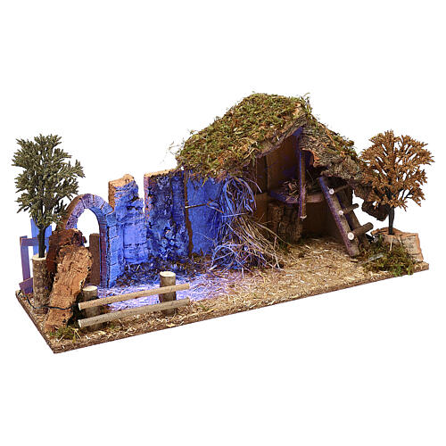 Stable with arch night time effect, 10 cm nativity 3
