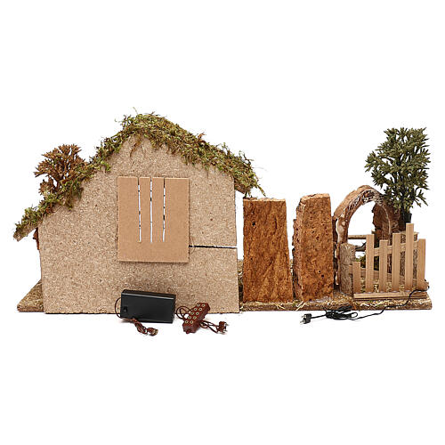 Stable with arch night time effect, 10 cm nativity 4