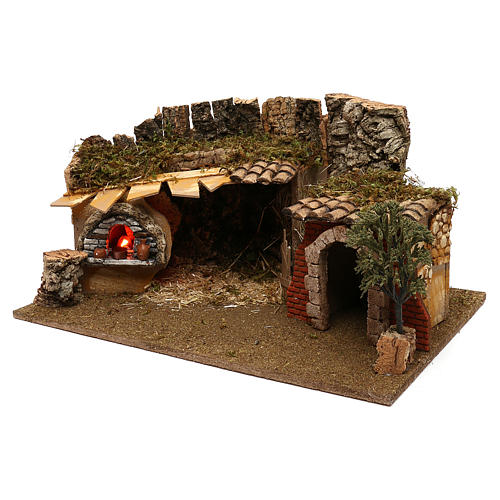 Cave with cottage and oven for Nativity scene 12 cm 3