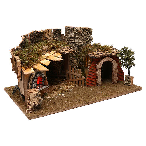 Grotto with farmhouse oven, 12 cm nativity 2
