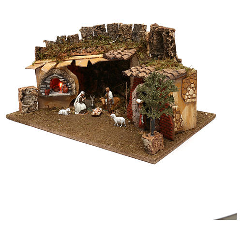 Cave with cottage, oven and Holy Family for Moranduzzo Nativity scene 12 cm 2