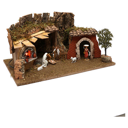 Cave with cottage, oven and Holy Family for Moranduzzo Nativity scene 12 cm 3