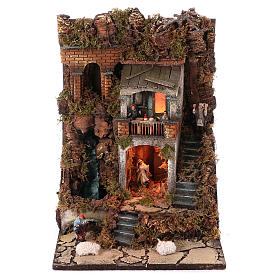 Belén napolitano: Pueblo con cascada belén napolitano 8 cm 55x40x40 cm módulo 2