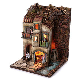 Neapolitan nativity village 8 cm figures with watermill 55x40x40 module 3