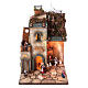 Neapolitan nativity village 8 cm figures with oven 55x40x40 module 4 statues. s1