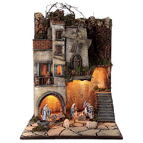 Borgo natività pozzo mulino 55x40x40 cm mod. 5 con statue