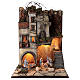 Neapolitan nativity village 8 cm figures with well 55x40x40 module 5 statues. s1