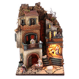 Neapolitanische Krippe: Krippenszenerie neapolitanisches Dorf mit Brunnen, 55x40x40 cm, Modul 6, für 8 cm Figuren