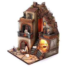 Neapolitanische Krippe: Krippenszenerie neapolitanisches Dorf mit Brunnen, 55x40x40 cm, Modul 6, für 8 cm Figuren