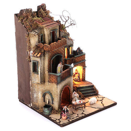 Neapolitan nativity village 8 cm figures with fountain 55x40x40 module 6 3