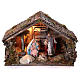 Cabane avec Nativité en bois 22 cm crèche napolitaine 45x65x35 cm avec santons s1