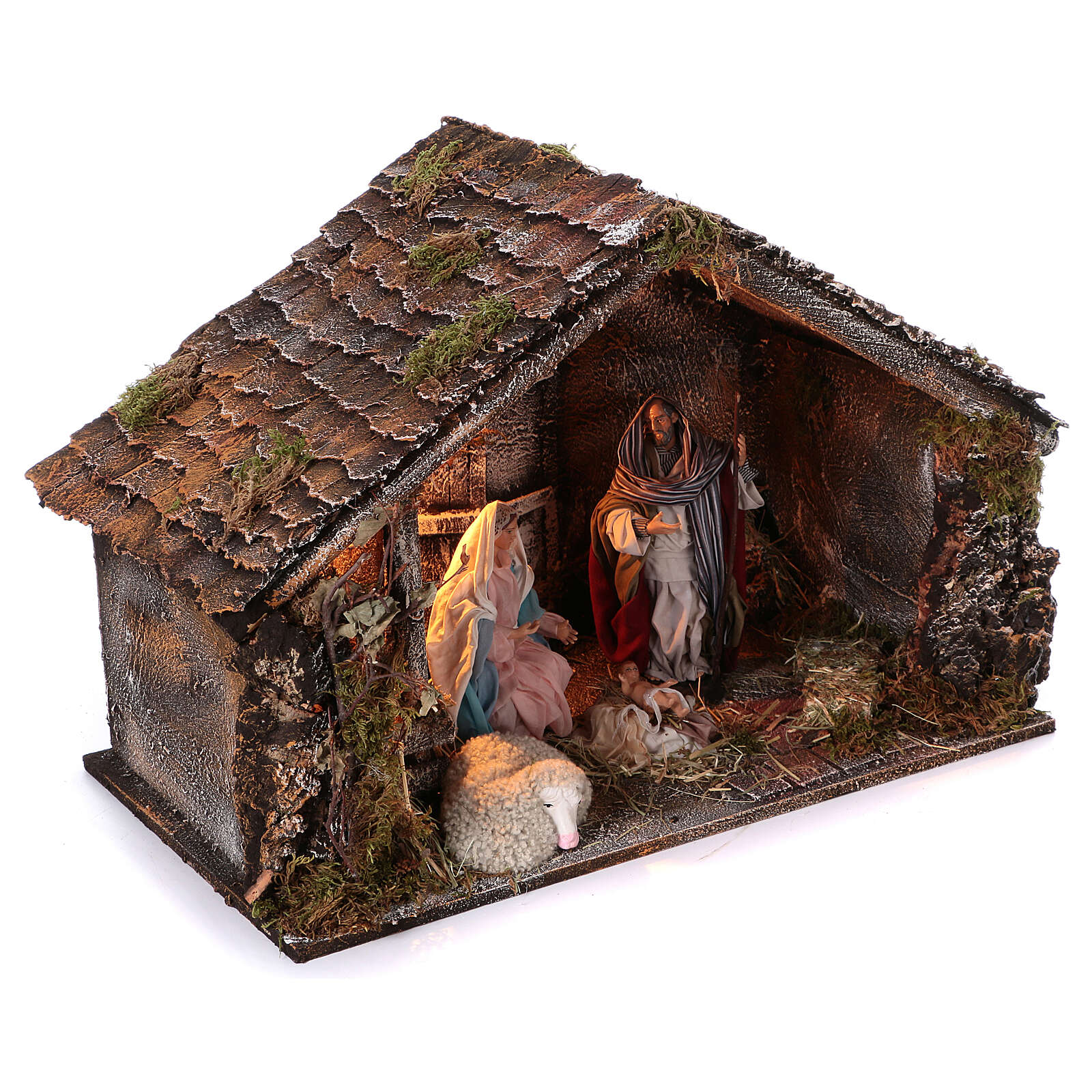 Neapolitan Nativity stable with 22 cm figures, 45x65x35 cm online