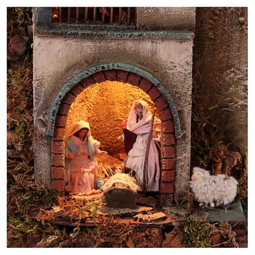 Circular tower village 360 degrees with Nativity figures 90x60 cm 2