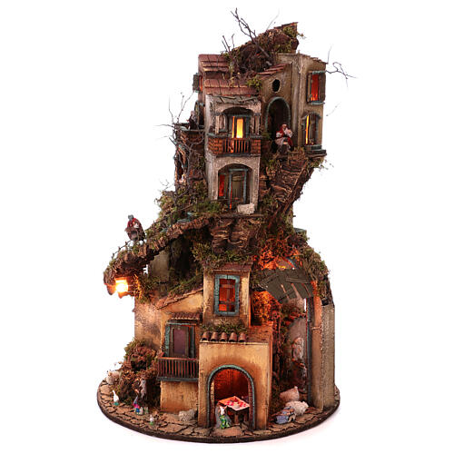 Circular tower village 360 degrees with Nativity figures 90x60 cm 7