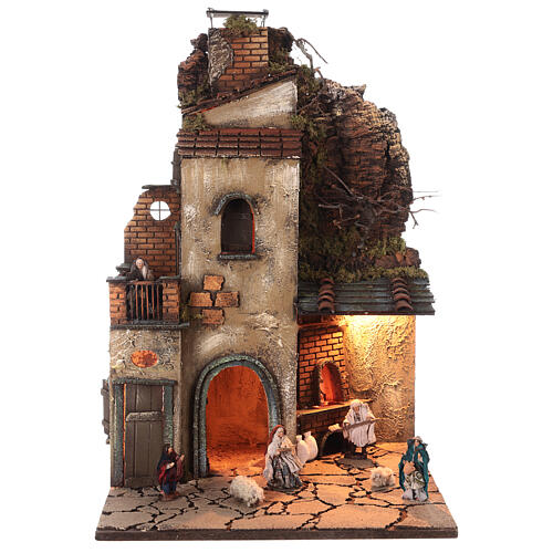Krippenszene komplettes Dorf mit Figuren, 55x245x40 cm 9