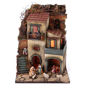 Neapolitan Nativity Scene: Complete nativity village modular set 55x245x40 cm with 8 cm statues