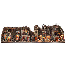 Complete nativity village modular set 55x245x40 cm with 8 cm statues