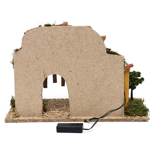 Wooden Nativity stable with LED oven, 25x40x20 cm 4