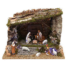 Stables and grottos: Stable with Nativity scene Moranduzzo nighttime effect 30x40x30 cm Stables and grottos: Stable with Nativity scene Moranduzzo nighttime effect 30x40x30 cm