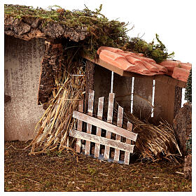 Wooden hut with barn and pines 20x60x25 cm