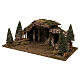 Wooden stable with hay and pine trees 20x60x25 cm s2