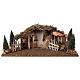 Wooden stable with hay and pine trees 20x60x25 cm s1