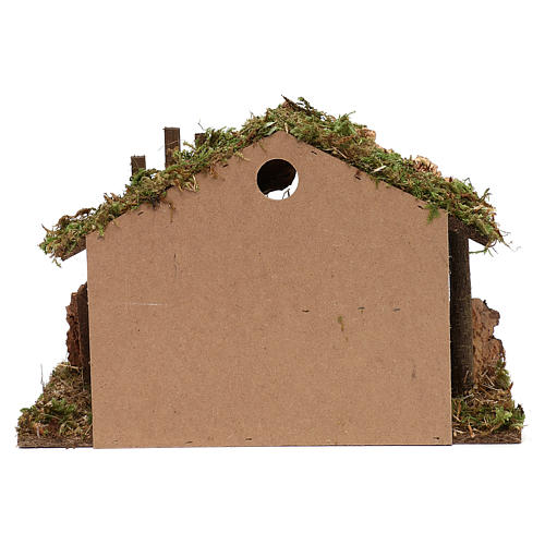Hut for Nativity scene in wood and cork size 30x40x15 cm 4