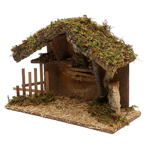 Stajenka do szopki, drewno i korek, 25x35x15 cm 3