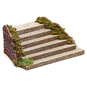 Treppe aus Holz mit Moos für Krippe, 5x20x15 cm