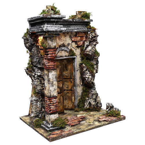 Temple en maçonnerie éclairage crèche 10 cm 50x40x30 cm 3